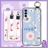 Waterproof Silicone Phone Case For Wiko T50 Ring Phone Holder Dirt-resistant Flower Lanyard Wrist Strap Wristband