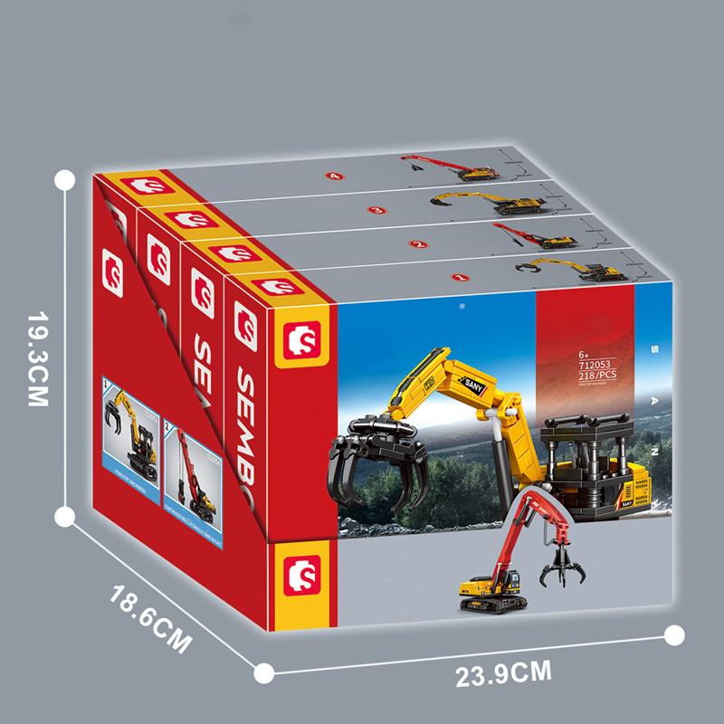 Non-Toxic Sembo 4In1 Grabbing Machine Assemblage Building Blocks Kits Moc Excavator Truck Model Bricks Car Construction Set Children Toys Gift