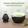 2Pcs Japanese Matcha Tea Set Matcha Mixing Bowl for Whisking with Pouring Spout Solid Japanese Tea Bowl Whisk Set