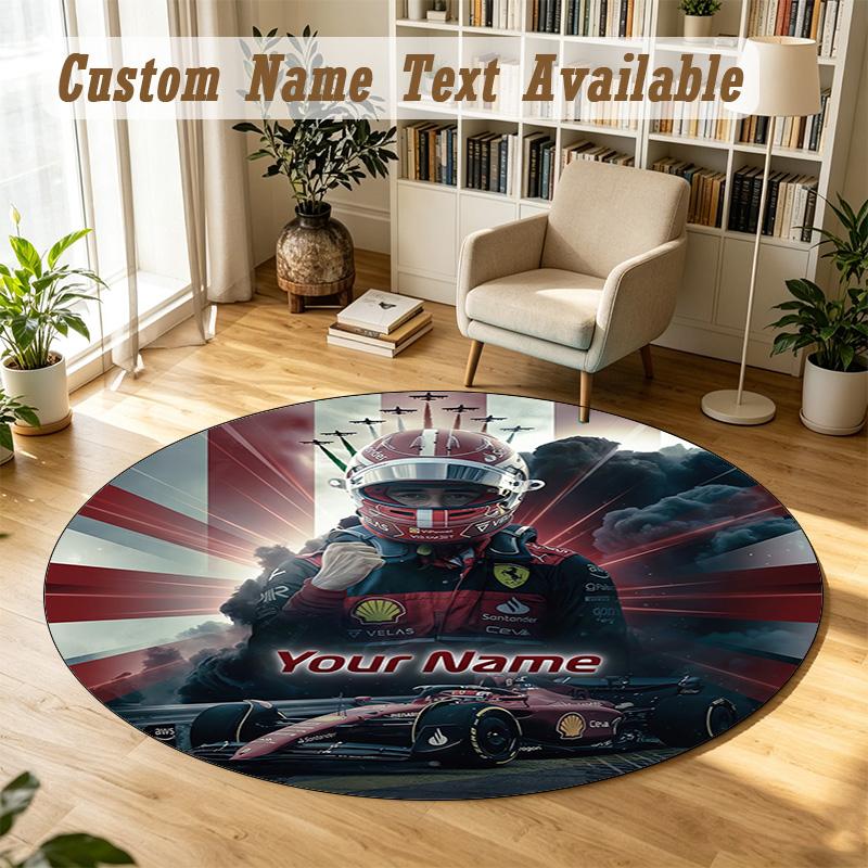Round Rug Custom NameCharles Leclerc Pattern Non Slip Carpet Home Floor Decor