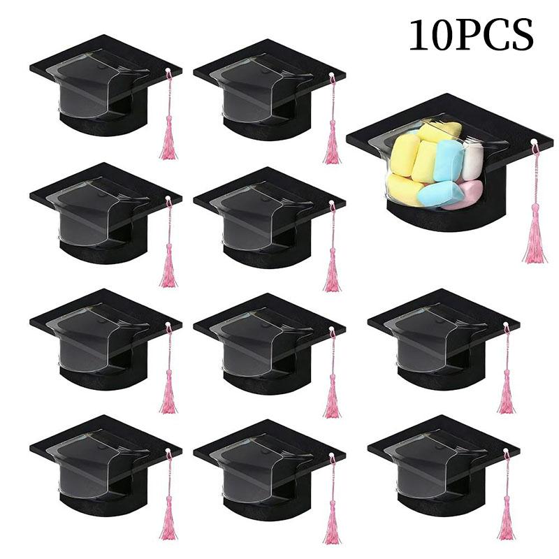 Transparent Graduation Hat Candy Present Box Creative Candy Storage Decoration Graduation Souvenir Party Desktop Decoration Gifts
