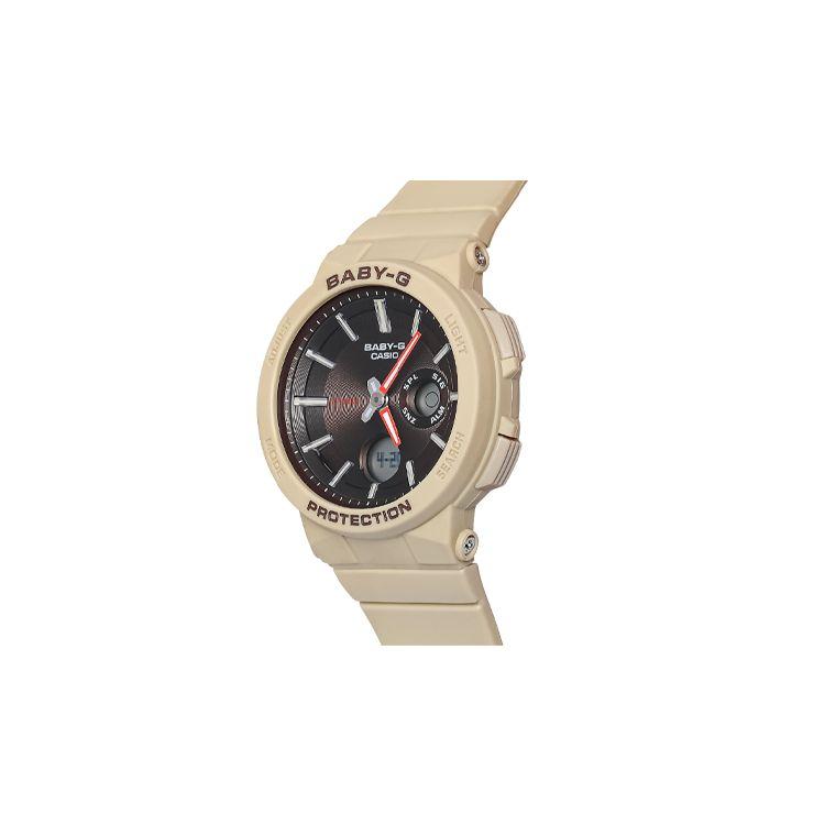 Casio Baby-G Series Classic Round Dial Waterproof Sports Quartz Movement Resin Strap Watch Women watches Brown BGA-255-5A