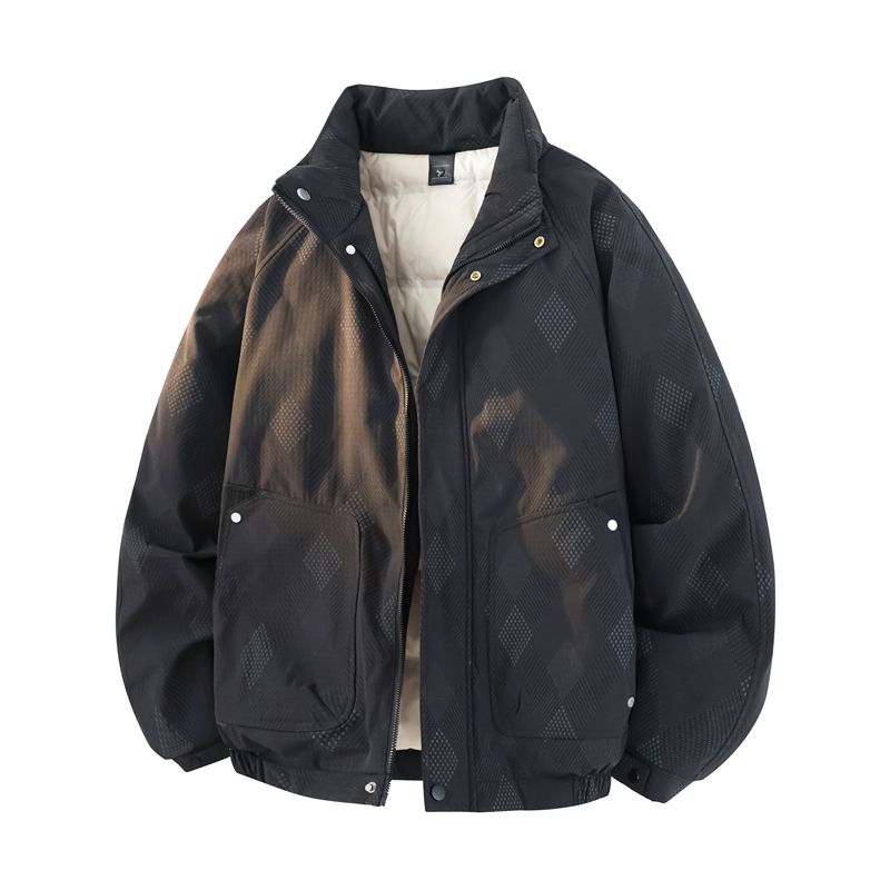 

Medm Beprp Stand-Up Collar Trendy Brand Design down Jacket for Men, Warm and Ultra-Thick Padded Workwear Duck down Jacket 2587 Black 2XL(Recommend 70-77.5kg)