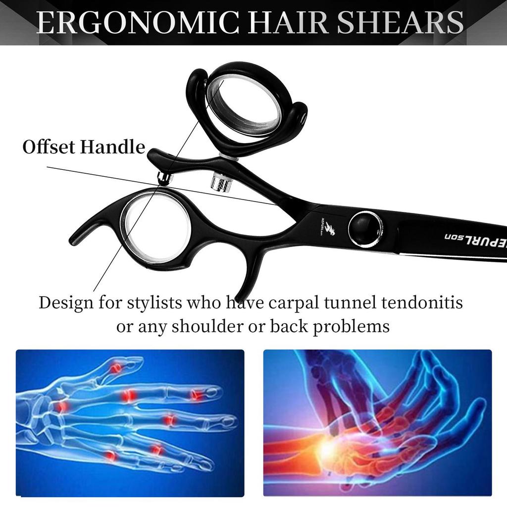 Naipusen 6-Inch Black Baking Paint Shears with 360° Rotating Handle and Thinning Function.