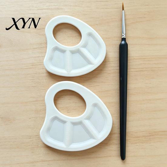 Ergonomic Thumb Hole Painting Tray Mini Paint Palette Tray, with Hole, Lightweight Durable Handheld Resin for Acrylics Mixing Watercolor Palette,