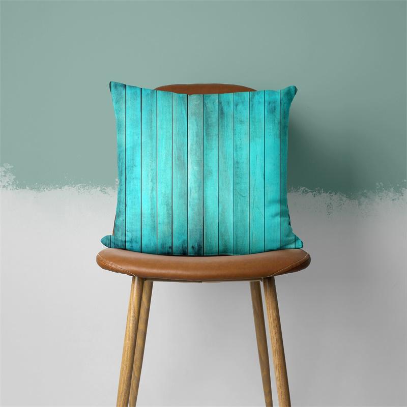 Teal Cushion Cover Leaf Feather Geometric Heart Sofa Pillowcase Bedroom Home Decor Office Decor Accessories 60x60cm50x50cm45x45