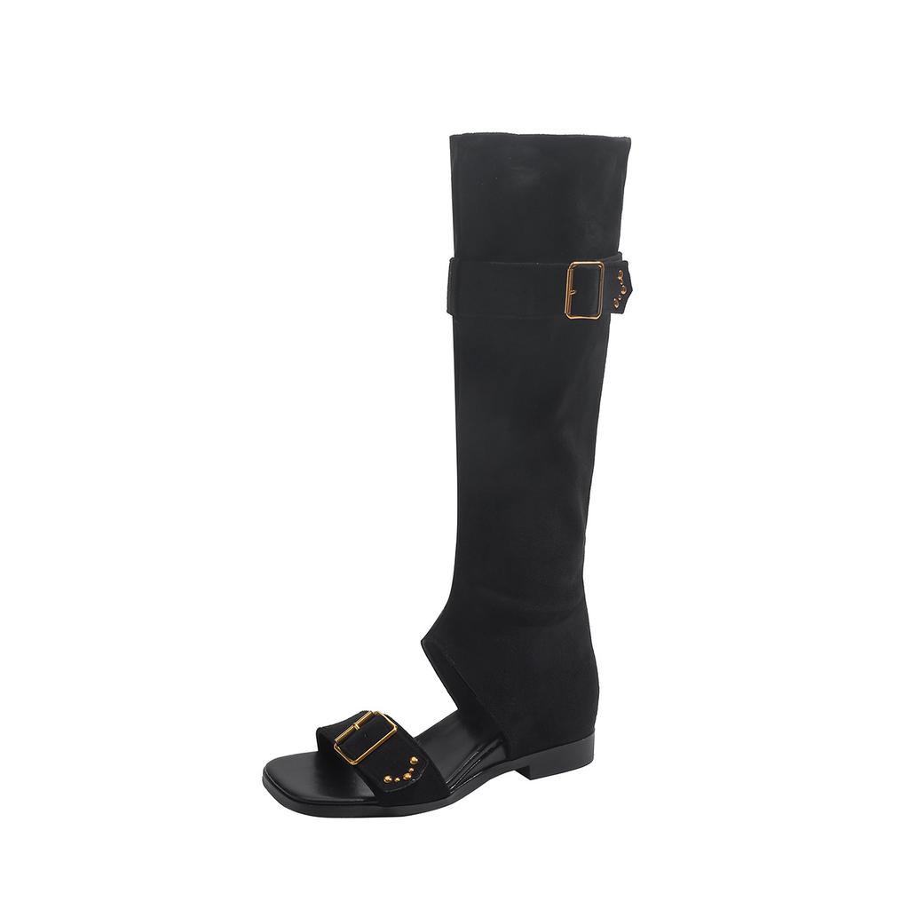 Retro style Maillard boots medium boots women's summer cool boots 2026 new huge good-looking with skirts stacked short boots