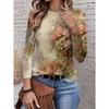 Women's fashionable long sleeved T-shirt with floral pattern