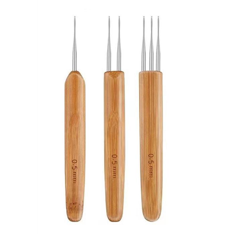 1Pc 0.5mm/0.75mm Dreadlock Crochet Hook Wood Crochet Needles Hair Dreadlocks Tool for Braid Craft  DIY Sewing Tool
