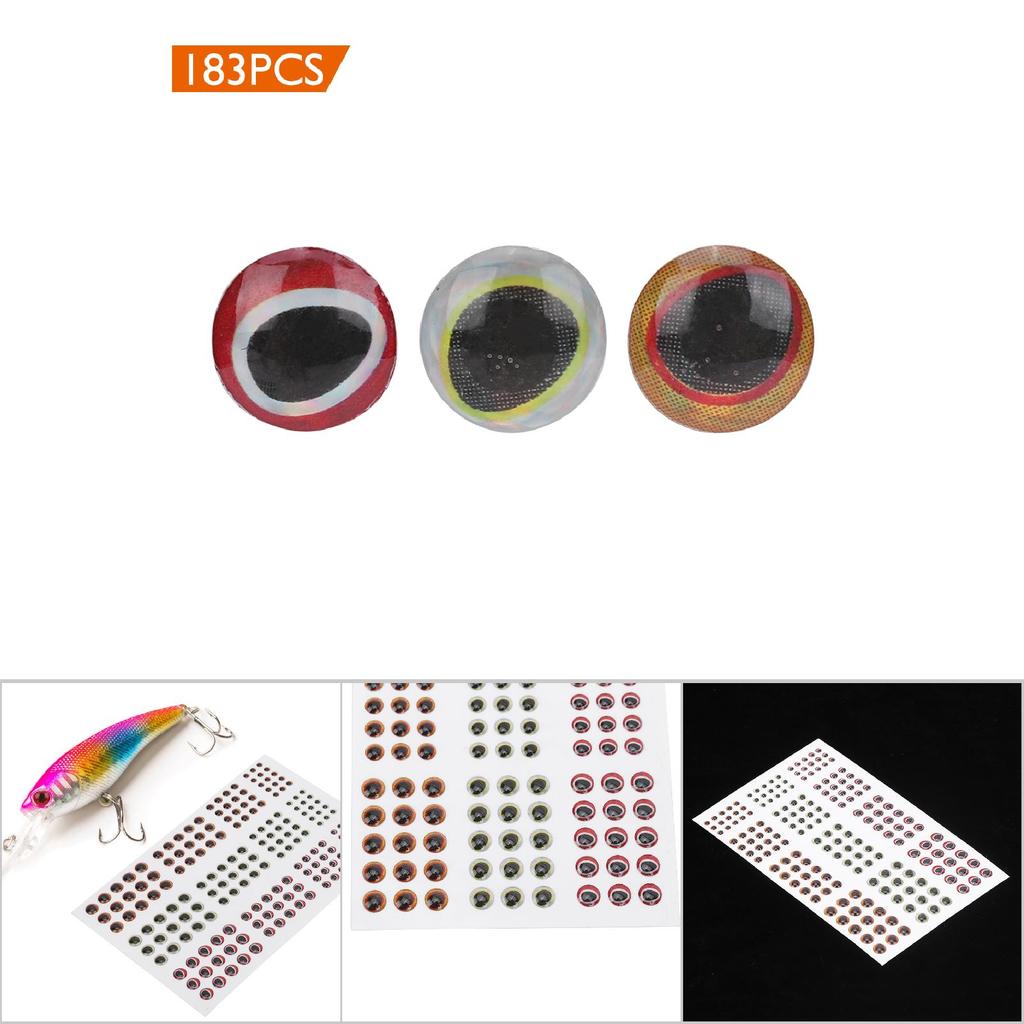 Fishing Lure Artificial Fish Eyes Fishing Hook Crafts 3D Waterdrop Fish Eyes 183pcs Size 1