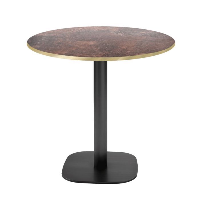 Round Table Ø 70 Cm - Round Model, Rust Rock, Brass Edges