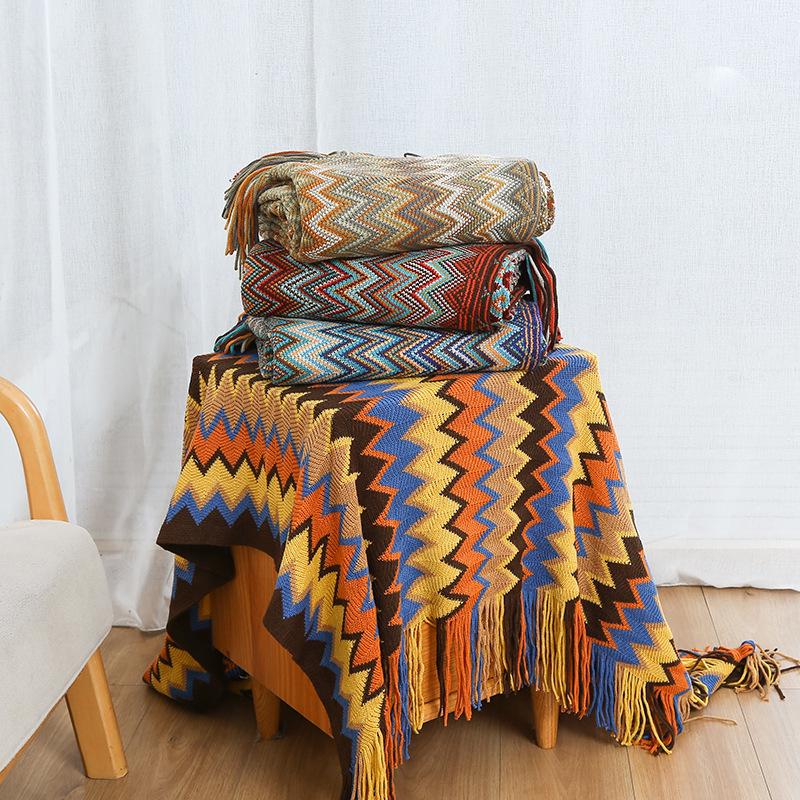 Bohemian Tassel Knit Office Sofa & Bed Throw Blanket