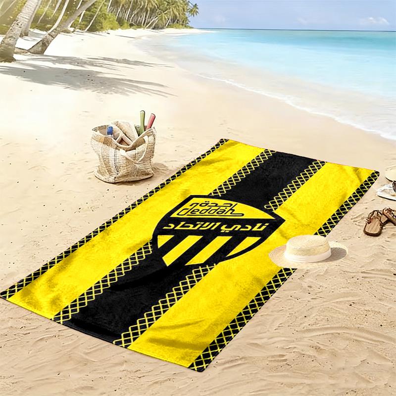 Al-Ittihad Club Logo Print Beach Towel, Large Soft Quick Dry Towel for Beach Camping Swimming