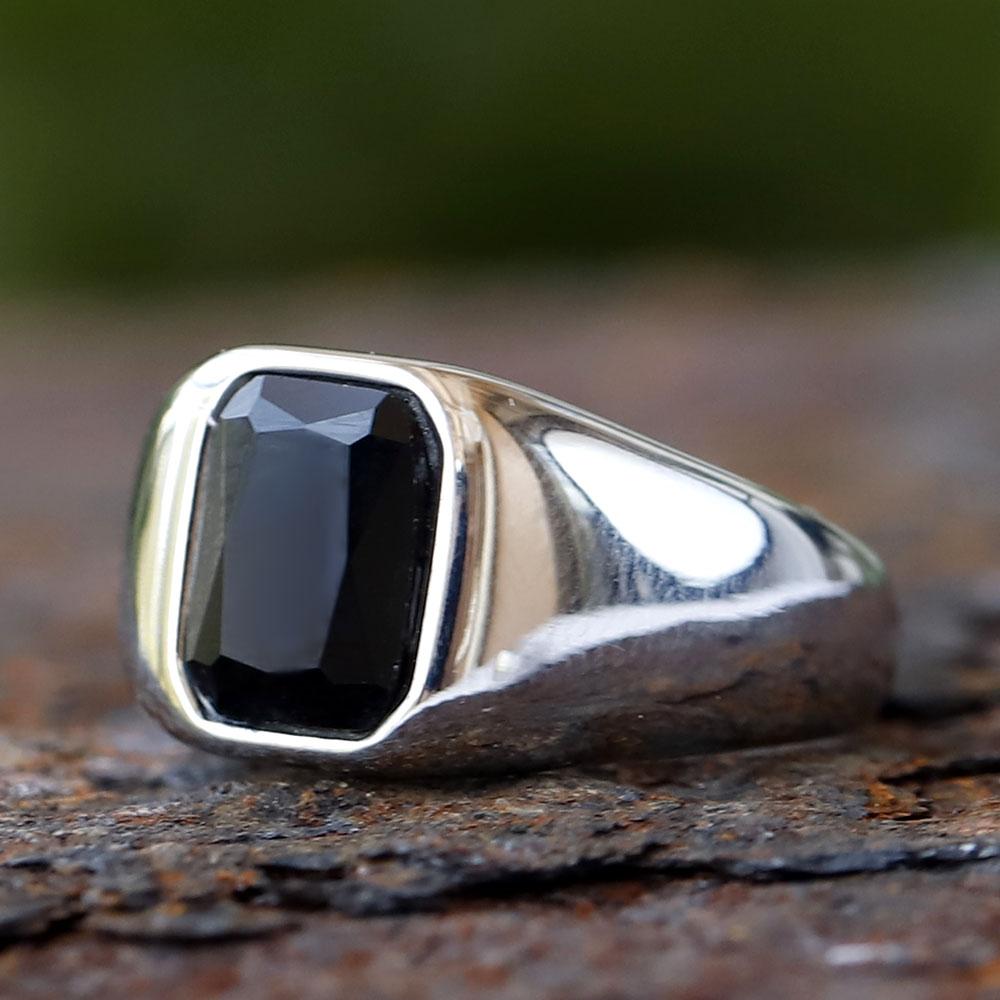

Stainless Steel Turkey Stone Ring Geometric red Zircon For Anniversary Party Wedding Men s Anels Totem Luxury Jewelry 13 чорний
