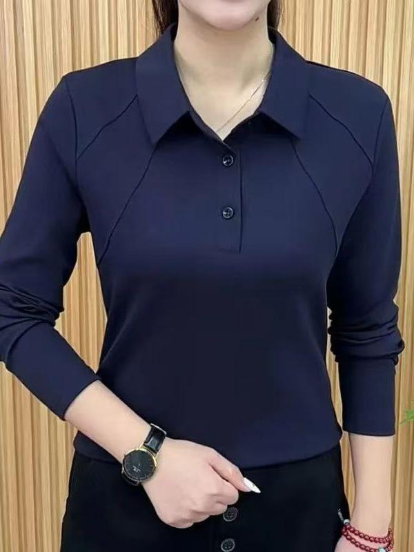 Stylish Stand Collar Long Sleeve Warm Shirt for Women - Age-Reducing, Tummy Covering Top for Middle-Aged and Elderly