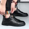 Mens Genuine Leather Casual Shoes With Comfortable Soft Sole Hidden Height Increase Round Toe Slip-On Style Daily Wear