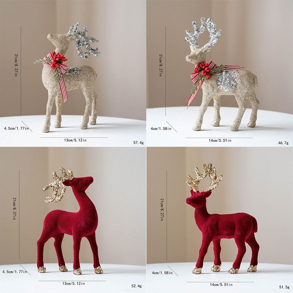 Glittering Glitter Deer Decor Flocking Fabric PVC Christmas Deer New Xmas Tree Pendant  Home