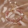 Elegant Fish Tail Natural Strawberry Quartz & Freshwater Pearl 14K Gold Filled Female Charm Bracelet  For Women Gifts