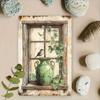 Vintage Bird Metal Wall Poster, Black Window Shape for Living Room