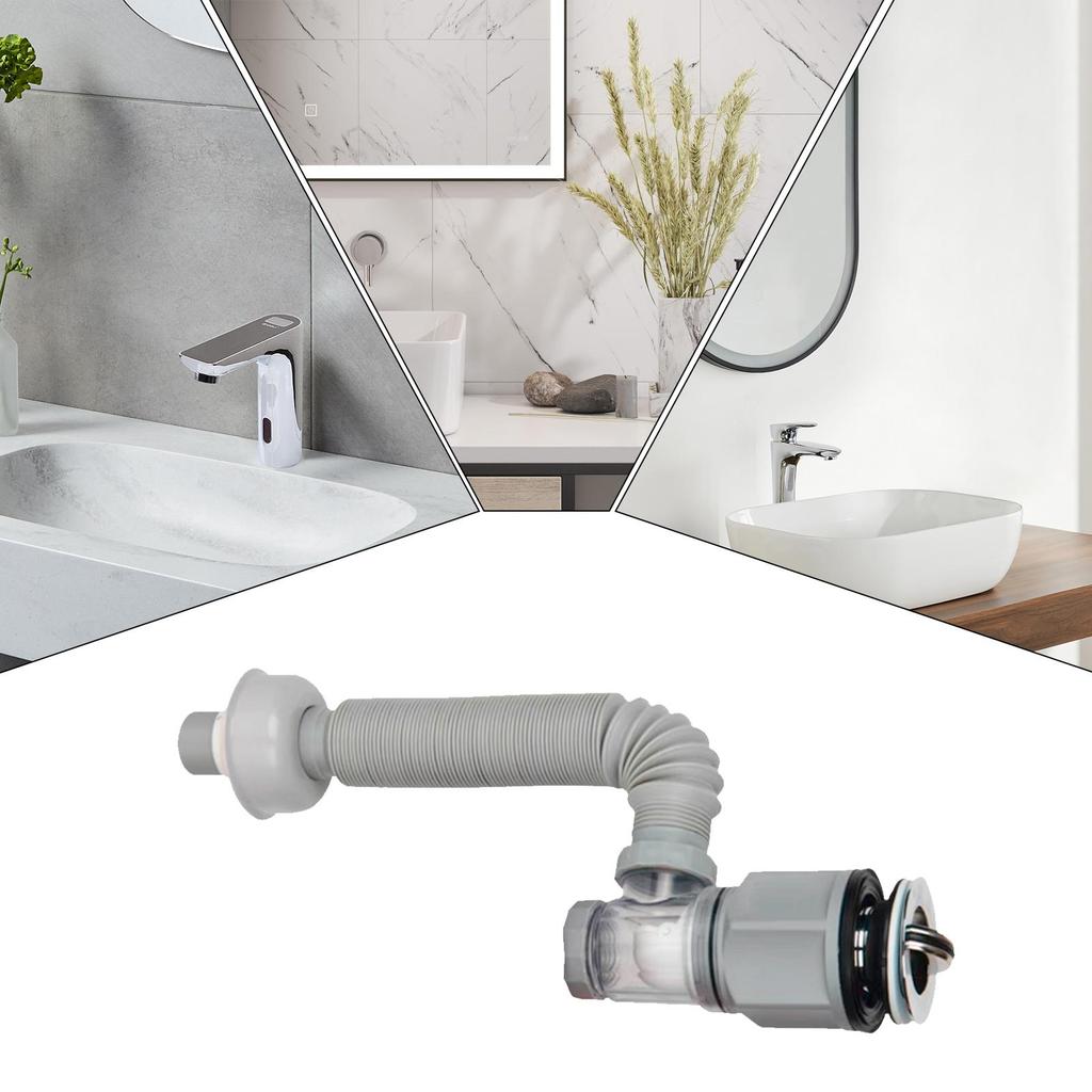 Sink Drain Pipe Kit Drain Tubing Sink Drain Kit Sink Plumbing Kit Bathroom Sink Drain Pipe Replacement Parts Anti-Clog