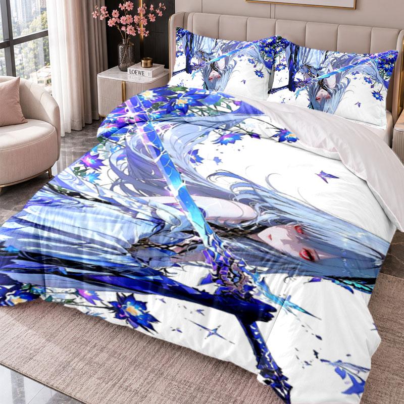 Genshin Impact 3Pcs Bedding Set Duvet Cover With Two Pillowcases For Bedroom Home Decoration