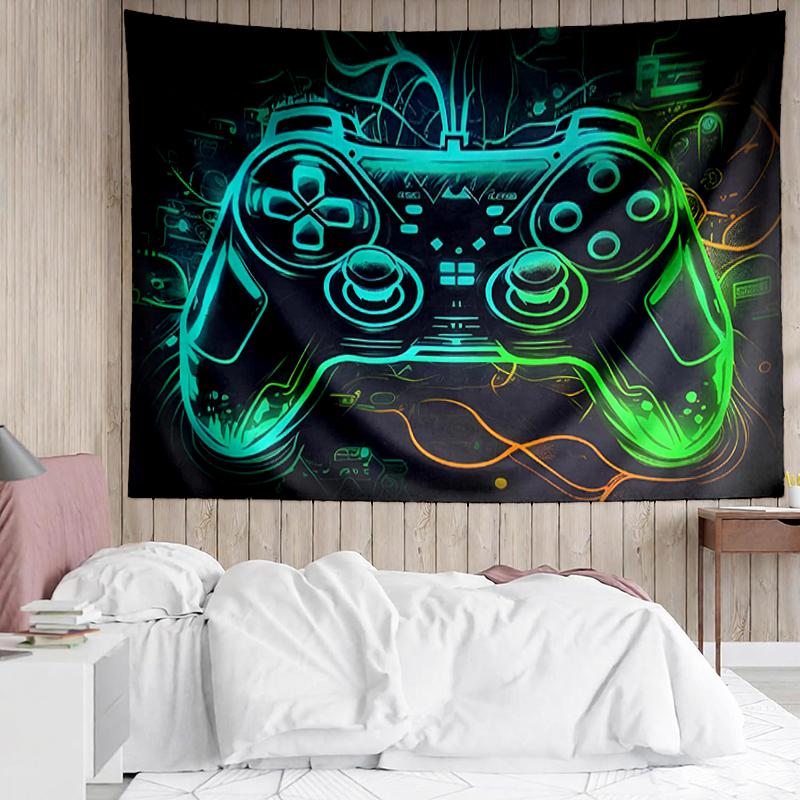 Game-Controller Print Tapestry, Backdrop, Easy Setup, Ideal for Bedroom, Office & Living Room, with Aesthetic Wall Hanging Decor.