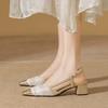 Mary Jane Bag Head Sandals Women's New Summer Empty Nude Word with Thick Heels High Heels