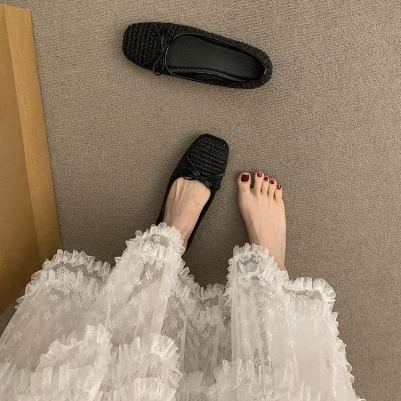 Women's Flats Fashion Ballet Flat Shoes Square Head Shallow Mouth Single Shoe New Breathable Casual Single Shoes for Women Flats