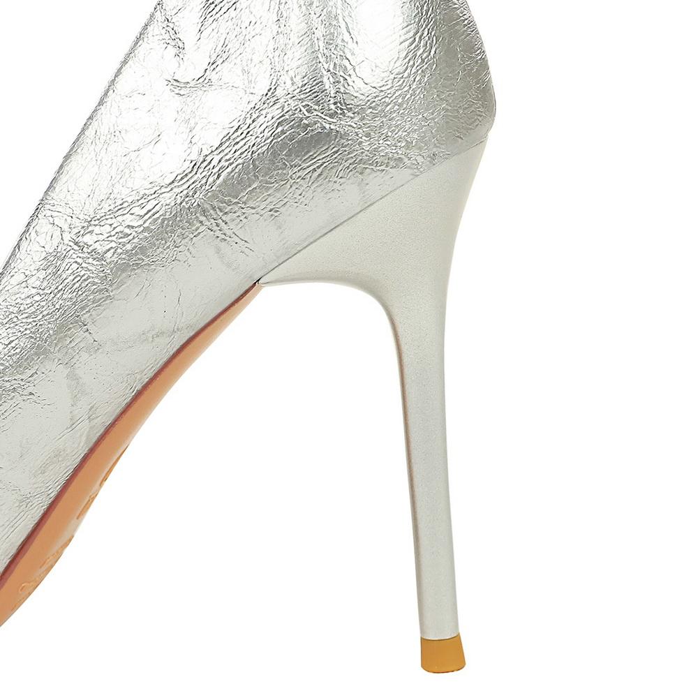 Μόδα Γυναικεία Παπούτσια με Ρηχό Κόψιμο, Μυτερή Μύτη, Λεπτό Τακούνι, Μεταλλική Διακόσμηση Μύτης, Εξαιρετικά Υψηλά Τακούνια, Μονόπατα