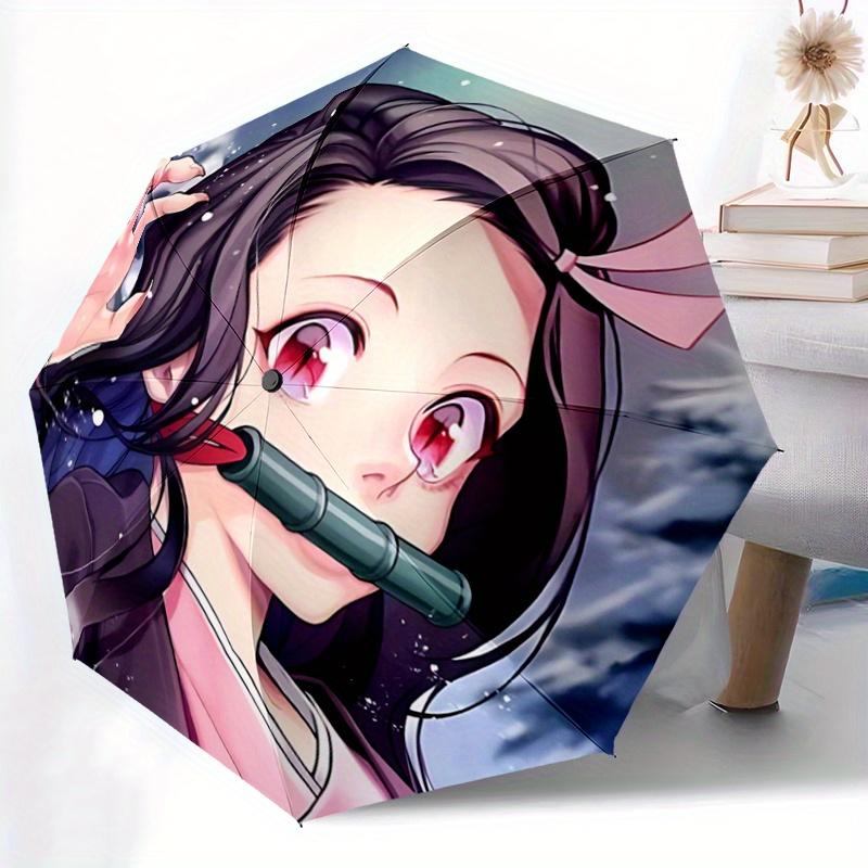 1pc Kamado Nezuko Automatic Folding Umbrella - 3 Folding Design, Vivid Cartoon Pattern, Suitable for Outdoor Activities, A Gift for Fans In