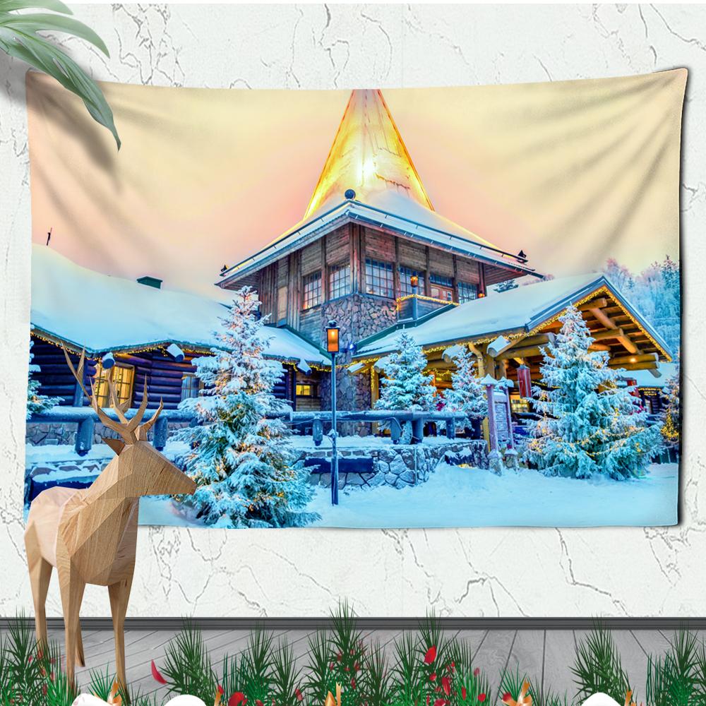 Christmas Wall Hanging Christmas Fireplace Home Wall Christmas Snowman Tapestry Large Size Tapestry