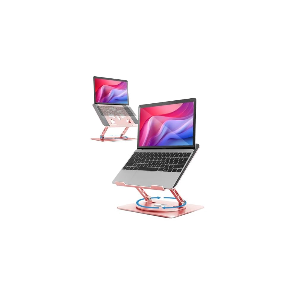 Aoviho Laptop Stand, 360-Degree Rotating, Aluminum, Coral Color