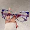 Multi Color Decor Frame Chic Crystal Design Ladies Glasses Non-prescription Striped Po Trends Eyewear for Women's