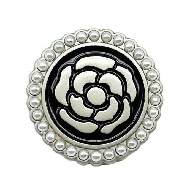 6Pcs High-End Design Round Metal Luxury Brand Sewing Button For Clothing Accessory Handmade Diy Material Decoration Gold Black