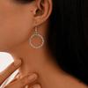 Exaggerated copper Color Leaves Long Tassel Pendant Earrings for Women Creative Metal Hollow Leaf Earrings Party Zircon Gift