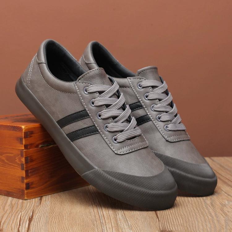 Shoes for Men Leather Casual Shoes Fashion Lace-up Leisure Striped Flat Shoes for Man Spring Autumn Cool Loafers