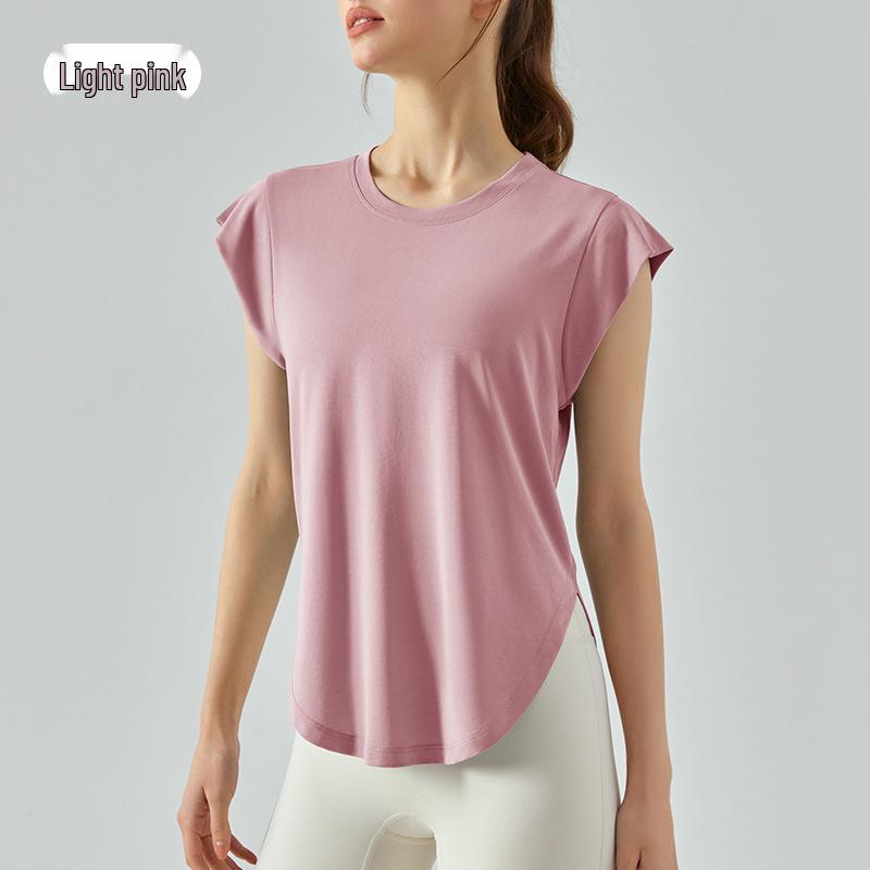 

Весенний модальный топ с коротким рукавом и свободного кроя для йоги для женщин - Повседневная спортивная футболка-майка с коротким рукавом для улицы Medium