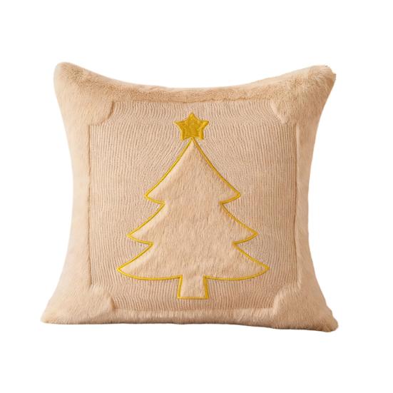 Christmas Throw Pillow Cover 18x18 Inch Plush Decorative Pillow Cover Xmas Tree with Embroidered