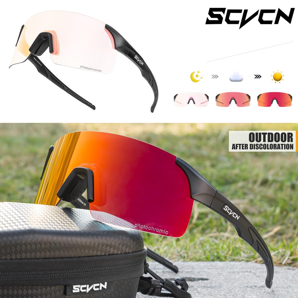 Scvcn Photochromic Sunglasses Cycling Blue Outdoor Sports Bike Glasses Red Man MTB Fishing Glasses Eyewear Bicycle Goggles 2024