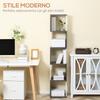 Modernes, platzsparendes Bücherregal mit 5 Regalböden aus Holz, 33x28x161cm, Grau und Weiß
