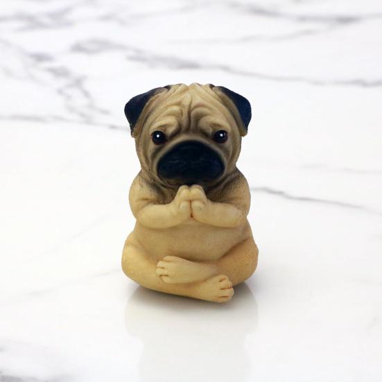 Yoga Meditation Dog Ornament Sitting Pug Figurine Statue Animal Sculpture Indoor Outdoor Garden Home Office Desktop Decoration