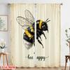 2pcs 2D Flat Printing Curtains Bumblebee Flower Happy 100% Polyester Without Electricity Party Decorations Perfect for Indoor