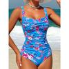2025 Printed Strappy Swimsuit Women One Piece Floral Swimwear Female Bathers Bathing Swimming Swim Suit Beachwear