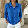 Women's Knit Cardigan with Collar for Fall Winter Layering Stylish Relaxed Open Front Sweater