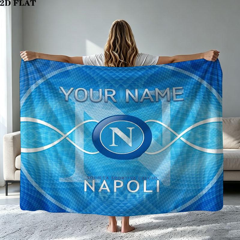 1 Stück SSC Neapel Individuelles Namensmuster Gemustert Flanelldecke Geeignet für Alle Jahreszeiten für Heimdekoration Wärme und Komfort Geschenke Feiertagsgeschenk