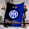1pc Personalized Name Internazionale Milano Theme Blanket - Digital Print, Polyester, Cozy for All Seasons, Perfect for Outdoor, and Travel