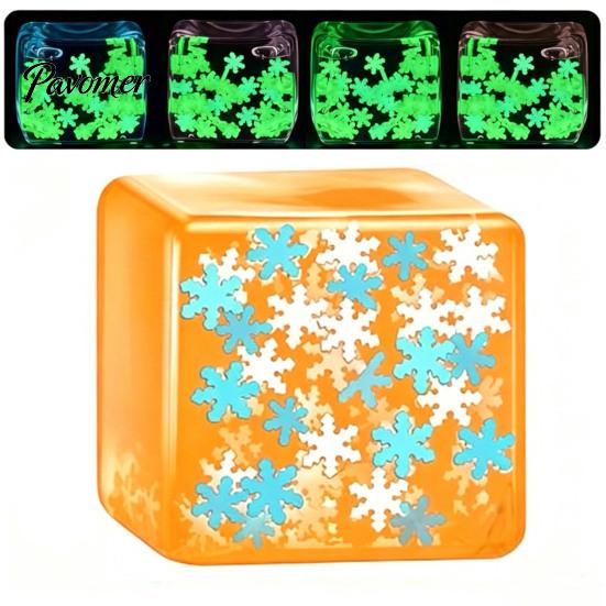 Luminous Cube Sensory Toy Ice Stress Relief Toy, Glow-in-the-Dark Snowflake Filled Cube, Clear Adults and Kids