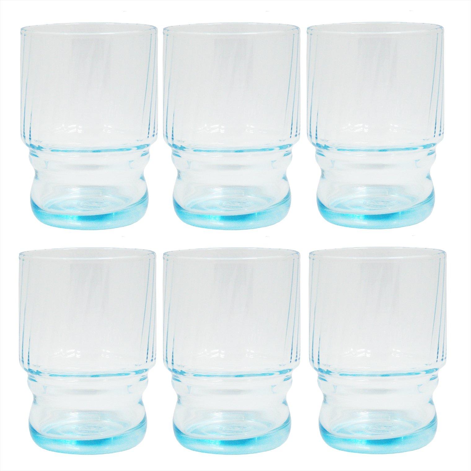 

ADERIA Stacking Glasses, Blue, 235ml, Reinforced Mouth, AX Denim, Set of 6, Made in Japan, C-468