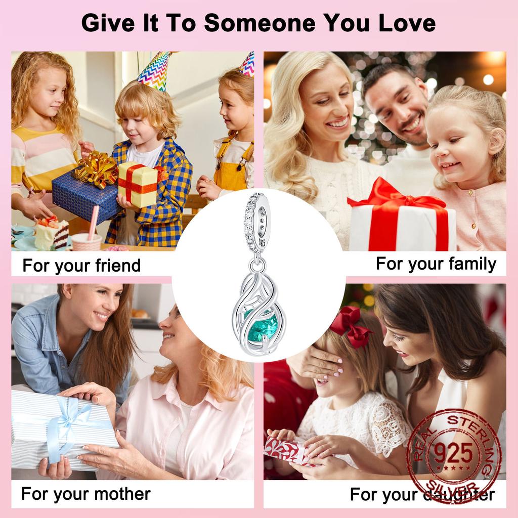 copper Scrollwork Vine Openwork Design Green Zircon Pendant Compatible With Authentic Charm Bracelets Women Do It Yourself Jewellery Gift