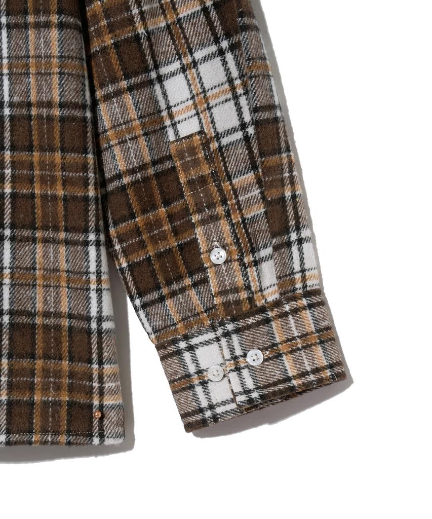 STANDARDERROR 87-Stan139 Legacy Mood Oversized Pocket Long Sleeve Check Shirt Jacket Brown